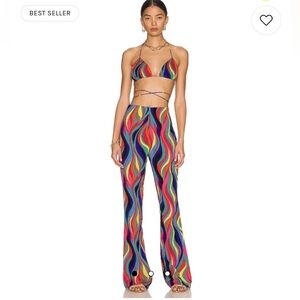 BNWT Revolve Superdown Tamera Colorful Swirl Pants M